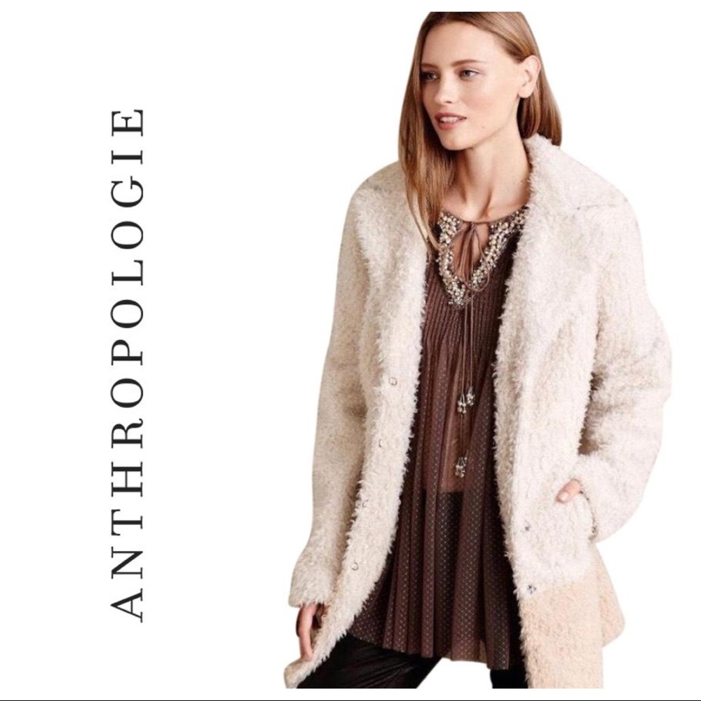 ⚡️Anthropologie modern two-tone Sherpa teddy coat